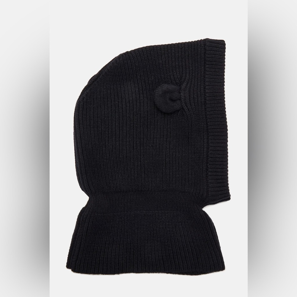 FASHION NOVA NWT Black Knit Balaclava Hat with Ears SIZE ONE SIZE Cold-Weather - Picture 2 of 2